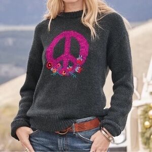 Sundance Embroidered Peace Sign Sweater - XL